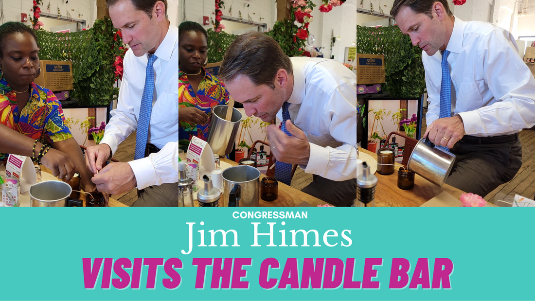 congressman jim himes visits naturalannie essentials candle bar in bridgeport connecticut